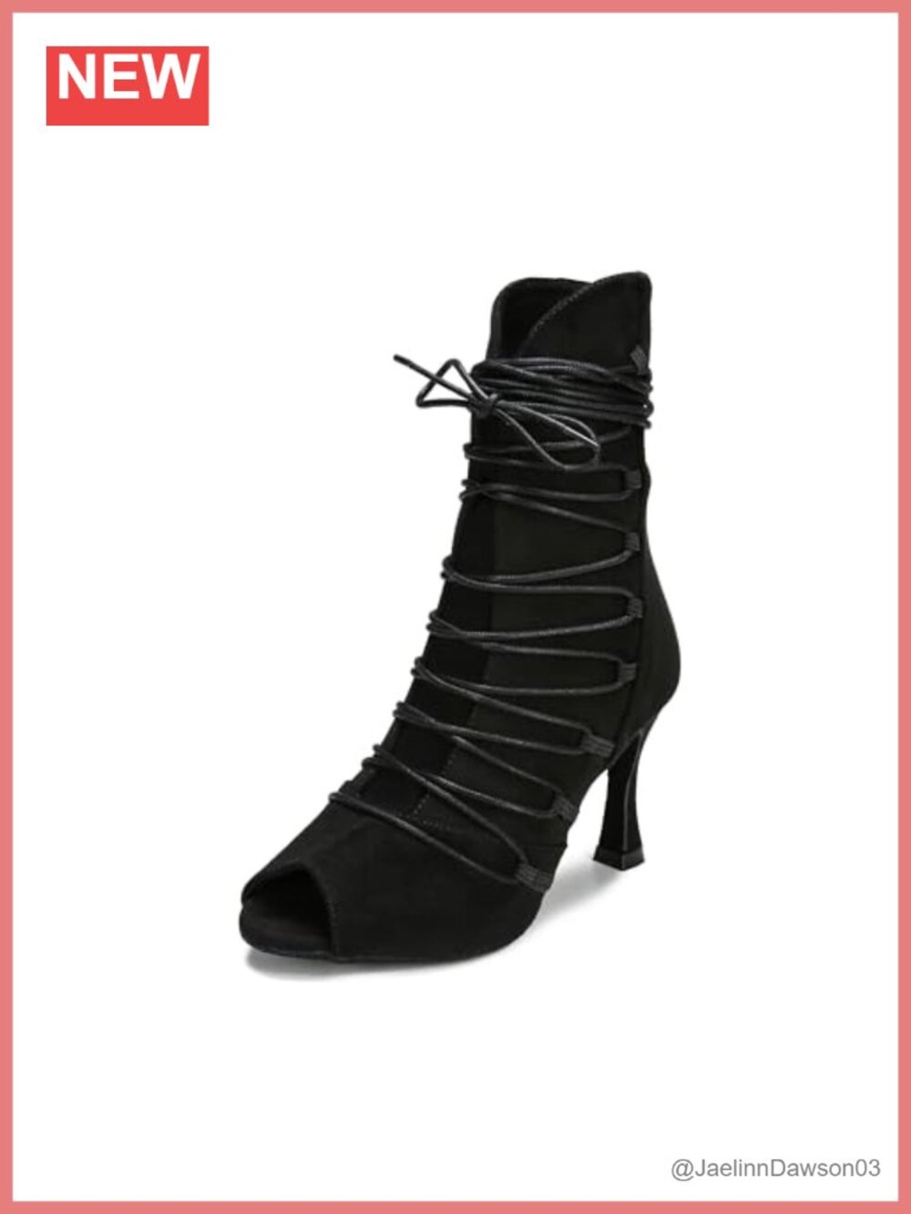 Women's Latin Salsa Dance Boots Suede Mid-Calf 3.5 Inch Heel Zipper